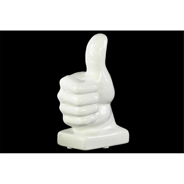 H2H Urban Trends Collection Porcelain Thumbs Up Sculpture On Bass - White H22674369